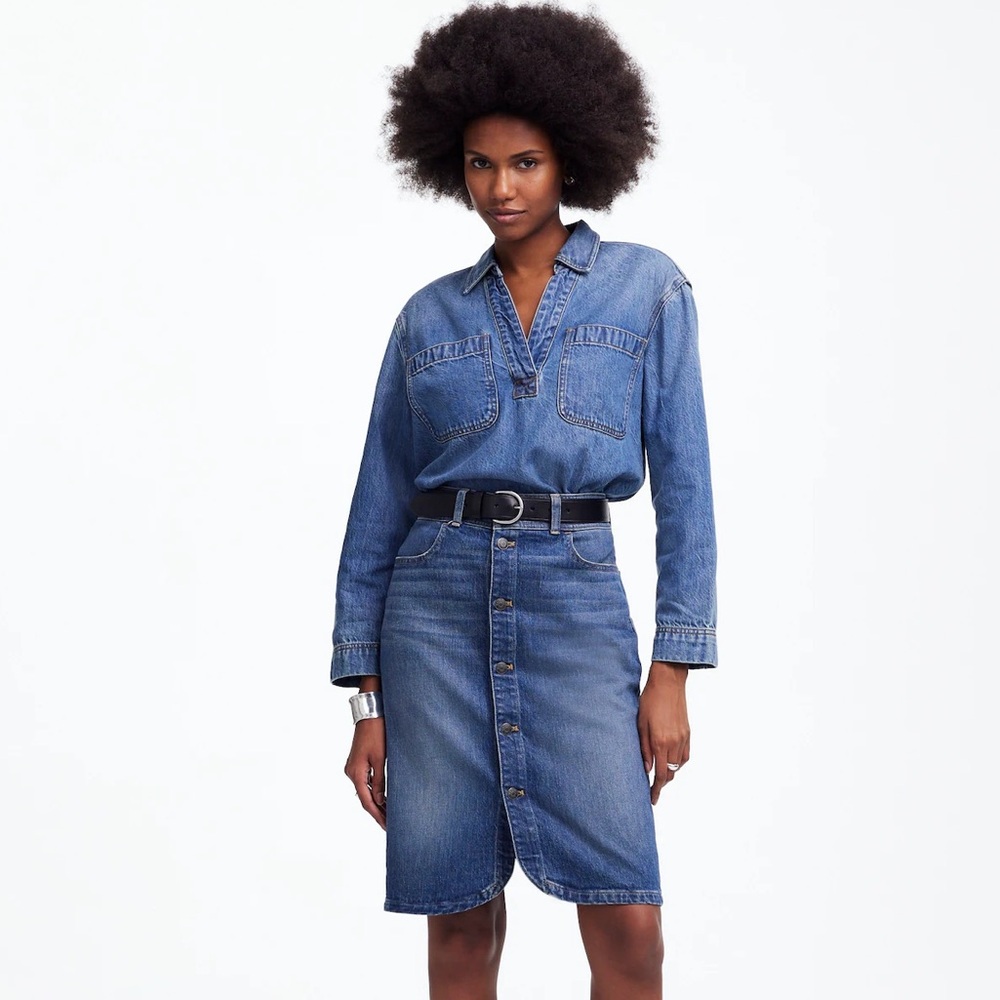 Madewell - Denim Button-Front Midi Skirt - Picture 5 of 9